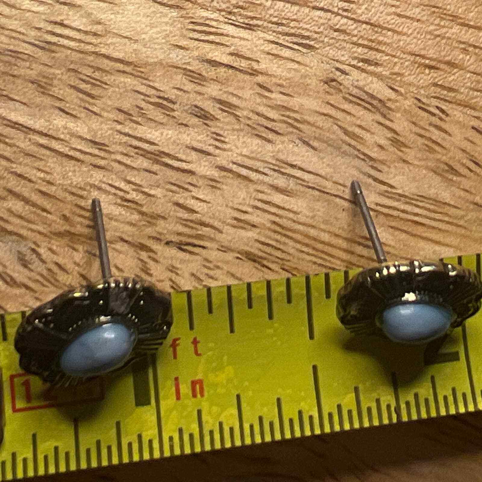 Turquoise stud earrings gold color no stamp found