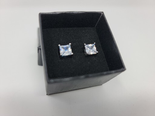 Luvami Stud Earrings Cubic Zirconia Square With Regular Backing