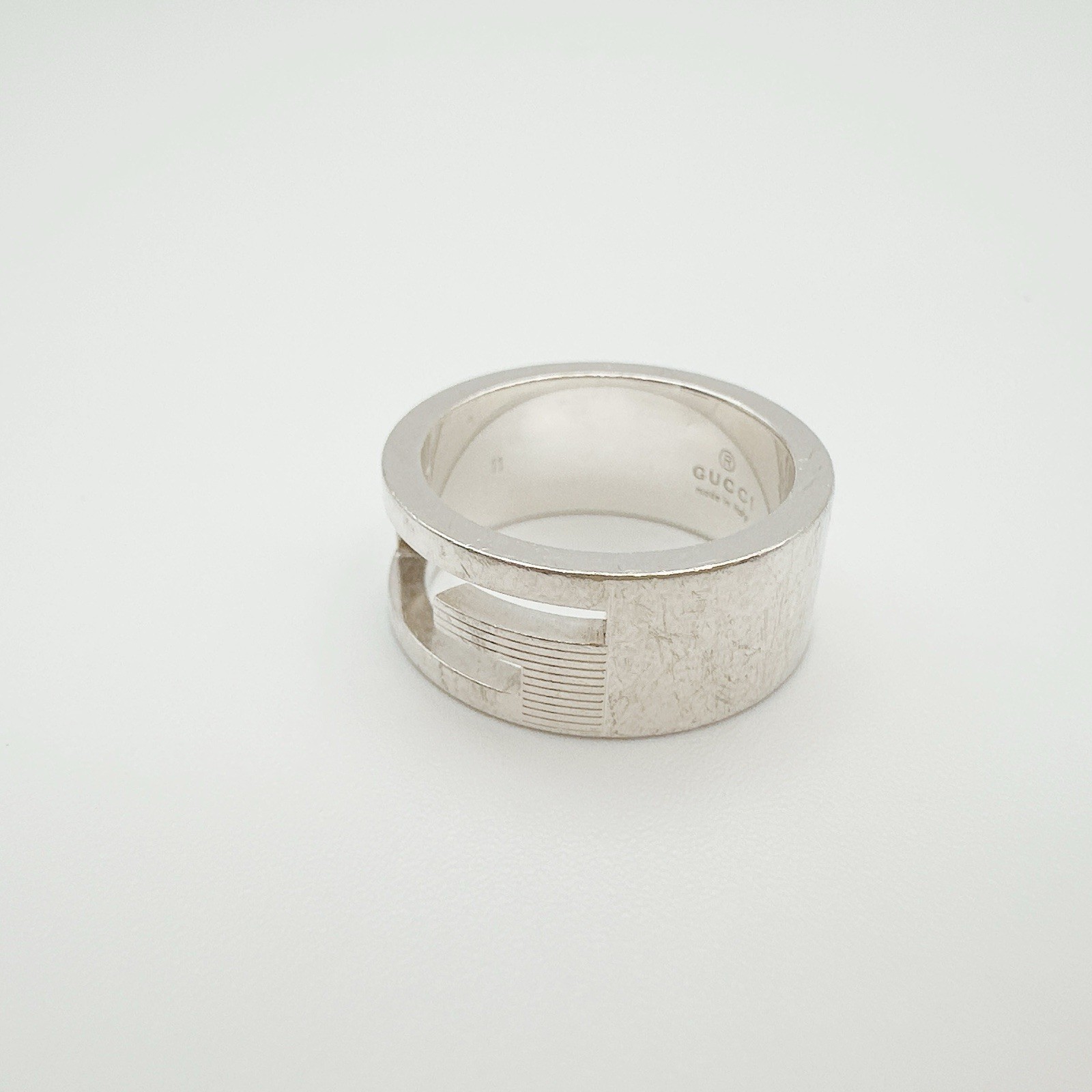 GUCCI Branded G Ring Silver SV 925 Size Marked 11 Fits JP 10.5 US 5.75 EU 50.5