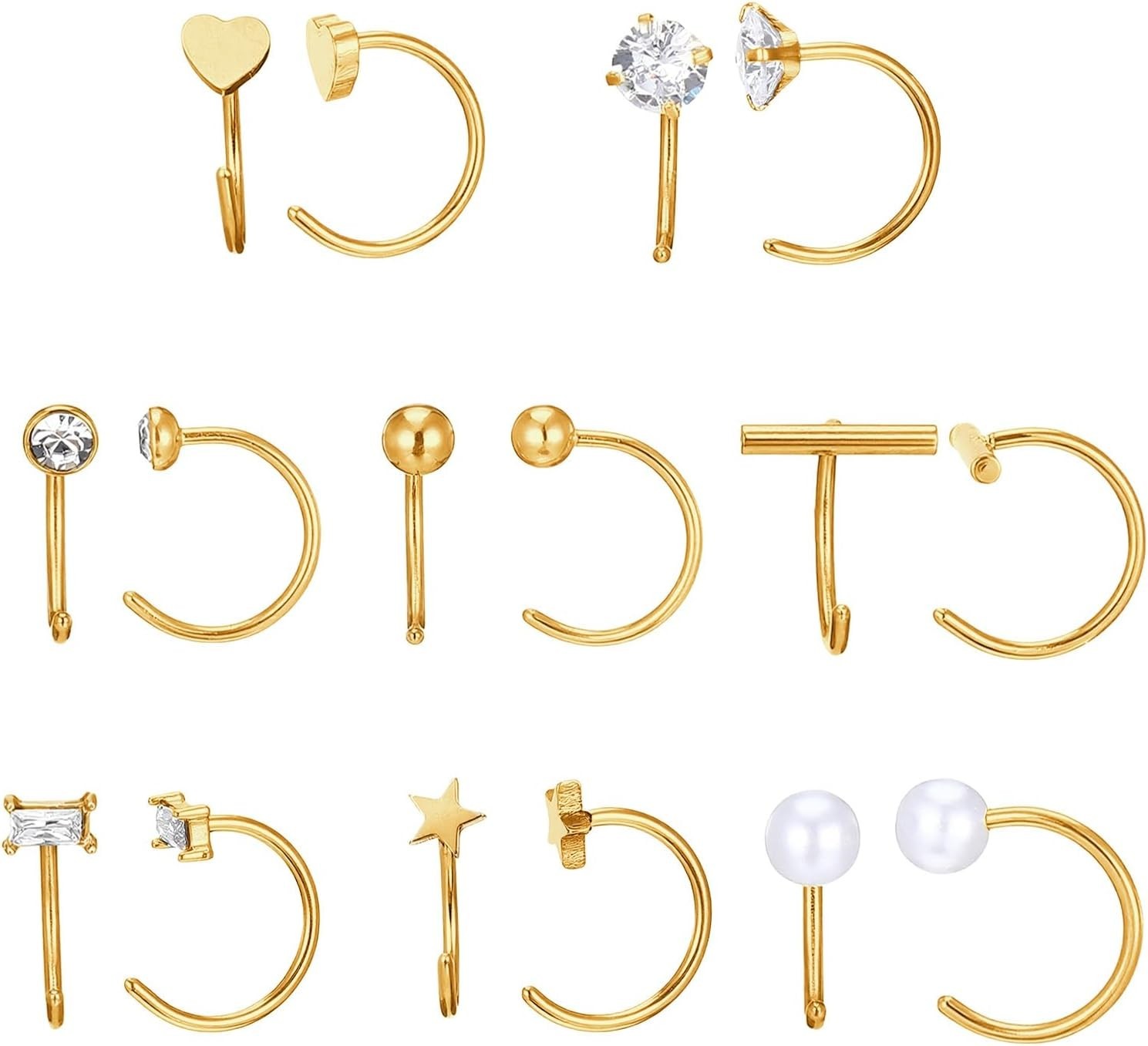 Half Hoop Huggie Earrings for Women Gold Silver Plated Ardant Backless Earrings