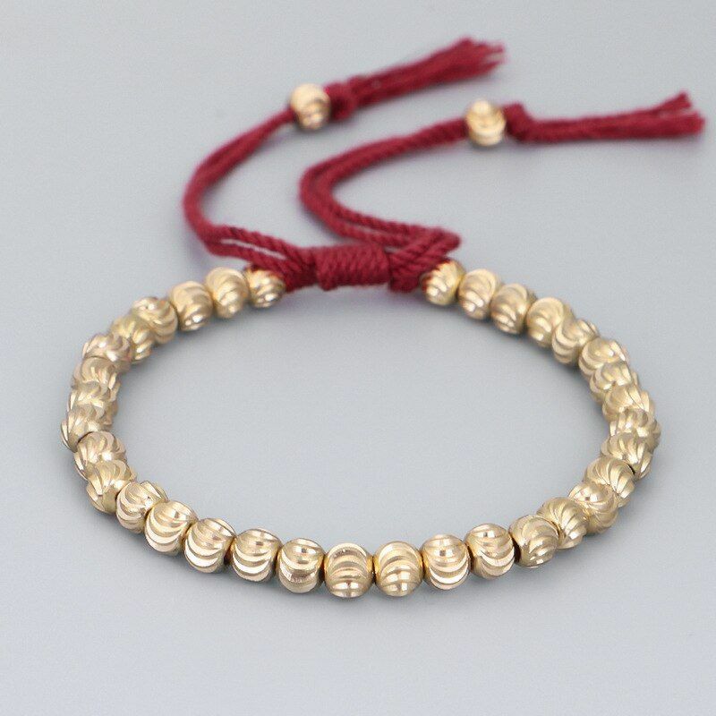Tibetan Copper Bead Bracelet Adjustable Rope Chain Fashion Jewelry Luck Gift NEW