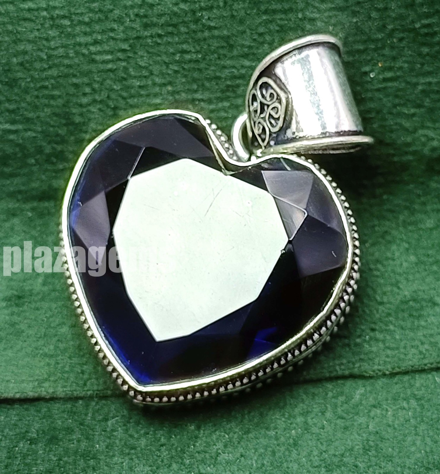 77.95 Ct Rare Natural Blue Sapphire Pendant Heart Cut Gems EGL 925 Silver 5ASC
