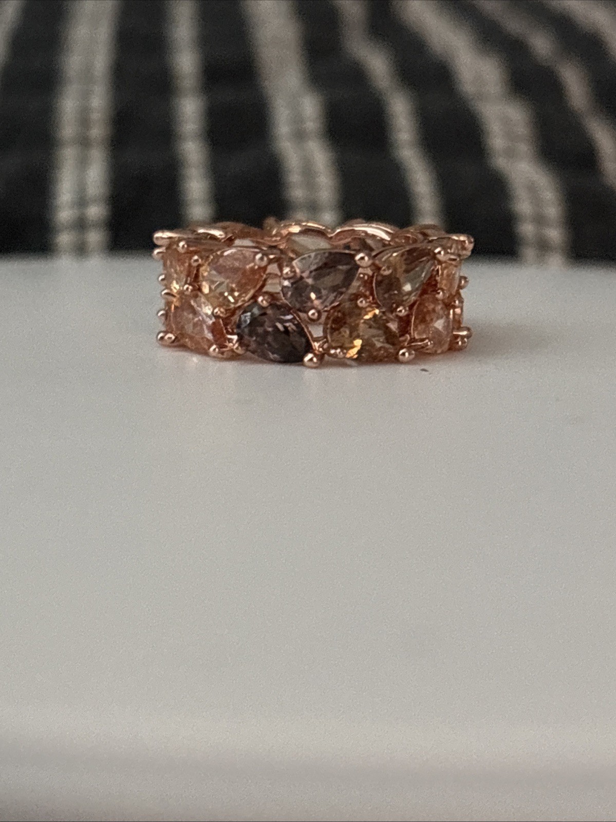 Bomb Party Size 5 RBP7773 The Scattered Band Smokey Topaz CZ RG Plating