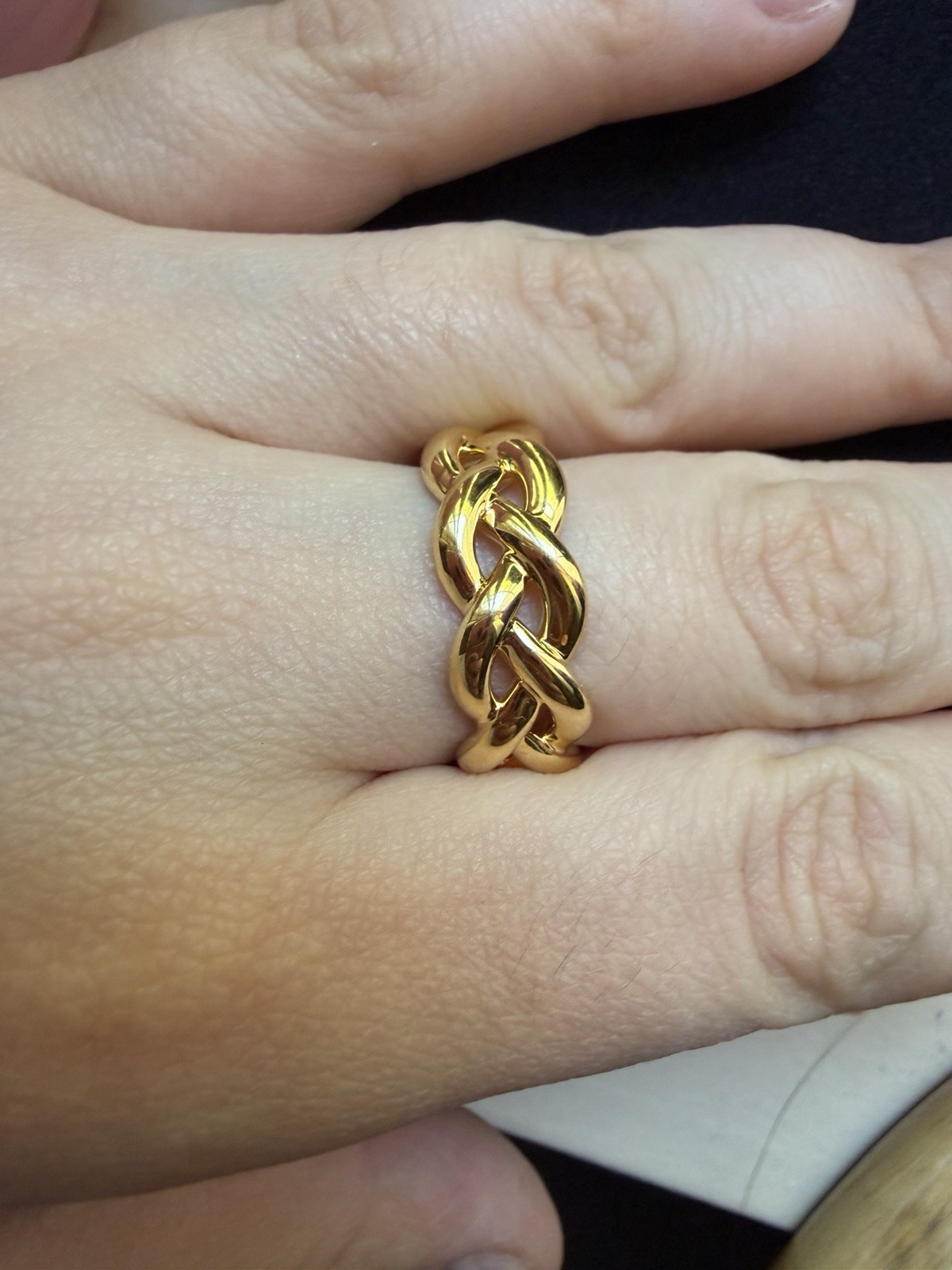 Milor 14K Gold Electroform Resin Core Chain Link Band Ring Size 7 Italy
