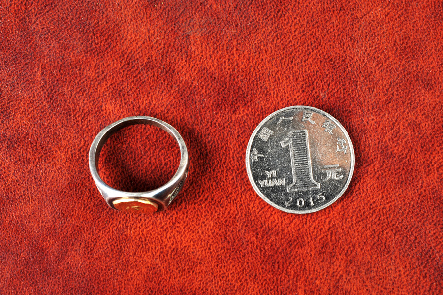 Goro’s Handmade Gold Stamp Silver Ring No.20