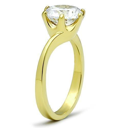 14k Yellow Gold Plated 8.5mm CZ Solitaire Engagement Ring
