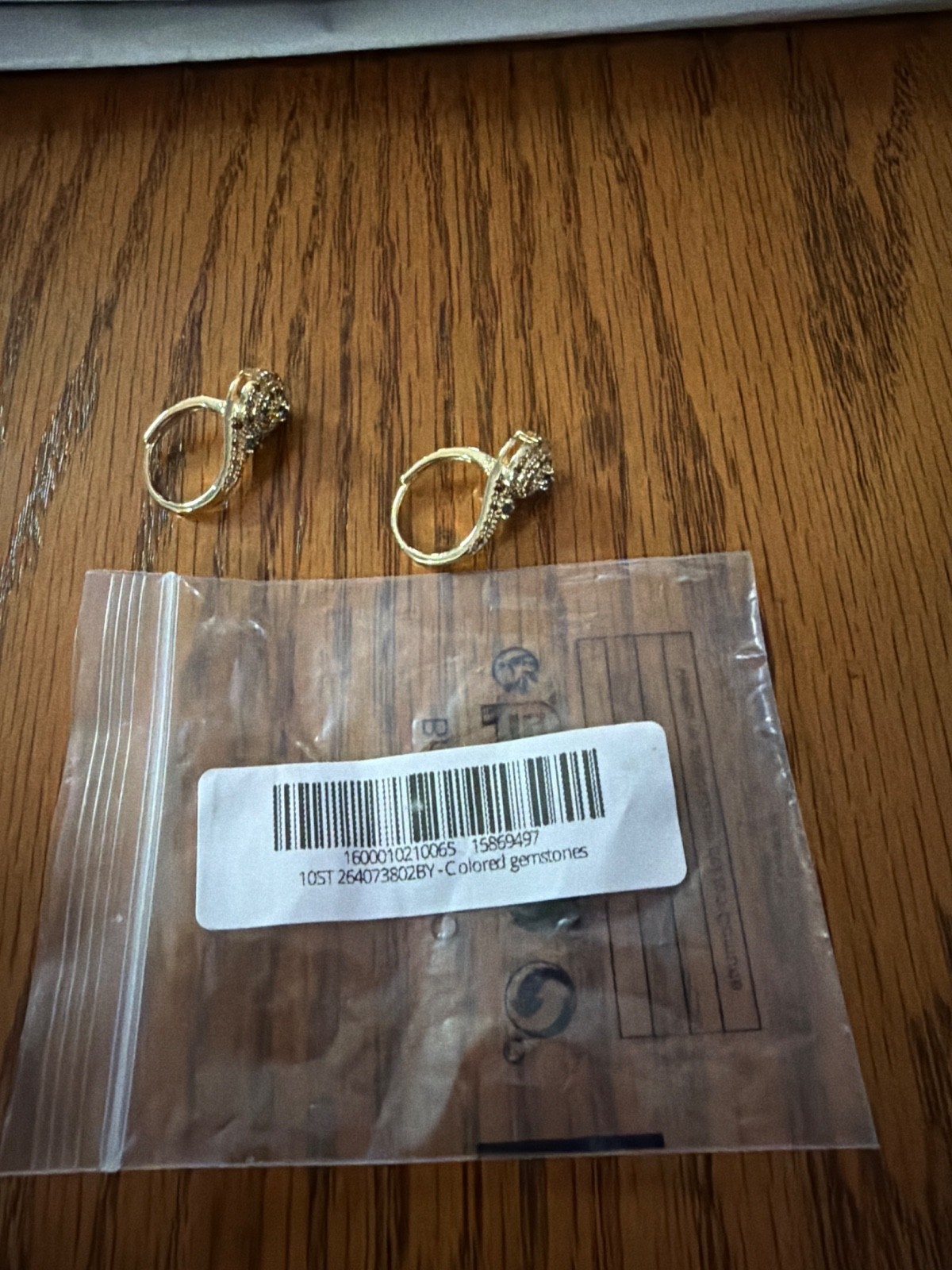 New Goldtone Leverback Earrings with colorful gemstones,