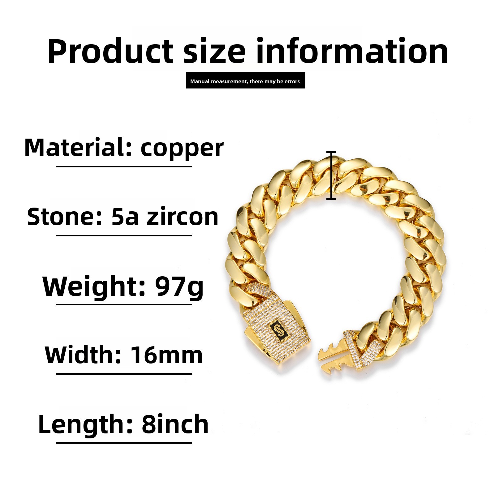 Hip Hop Glossy Miami Cuban Chain Necklace Bracelet 18K Real Gold Plated Jewelry
