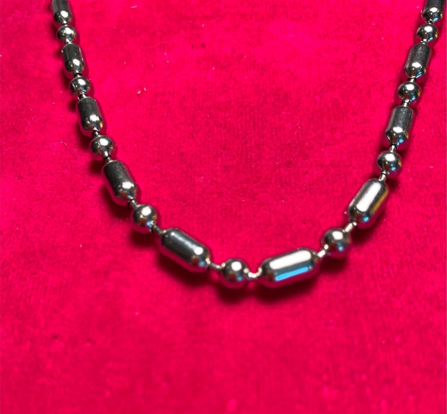 84″ 4.5mm STAINLESS STEEL SILVER BALL & OVAL CHAIN WITH LOBSTER CLAW CLASP