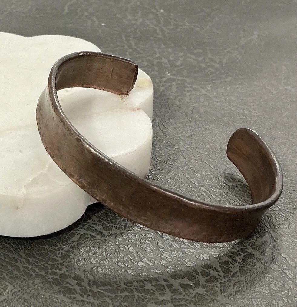 100% Pure Copper Handmade Cuff Bracelet Men’s Hammered Concrete Finish