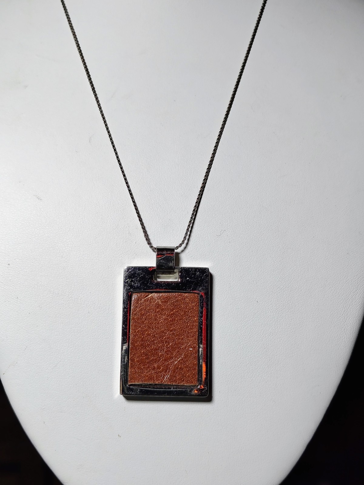 N684 Reversible Giani Bernini Pendant Necklace SilverTone Leather & Logo 18″