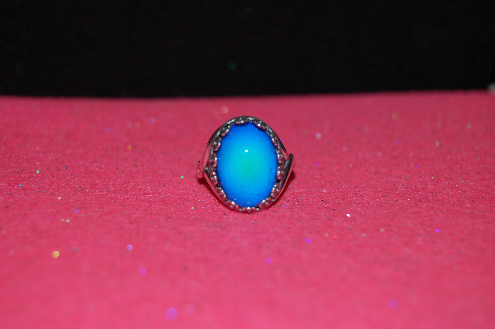 Flower Surround Mood Ring, Sterling Silver Plated, Adjustable, 18x13mm, #Z