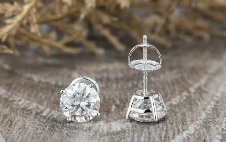 3 Ct Certified Lab grown Diamond Round Earrings Studs 925 Silver Gift For Women