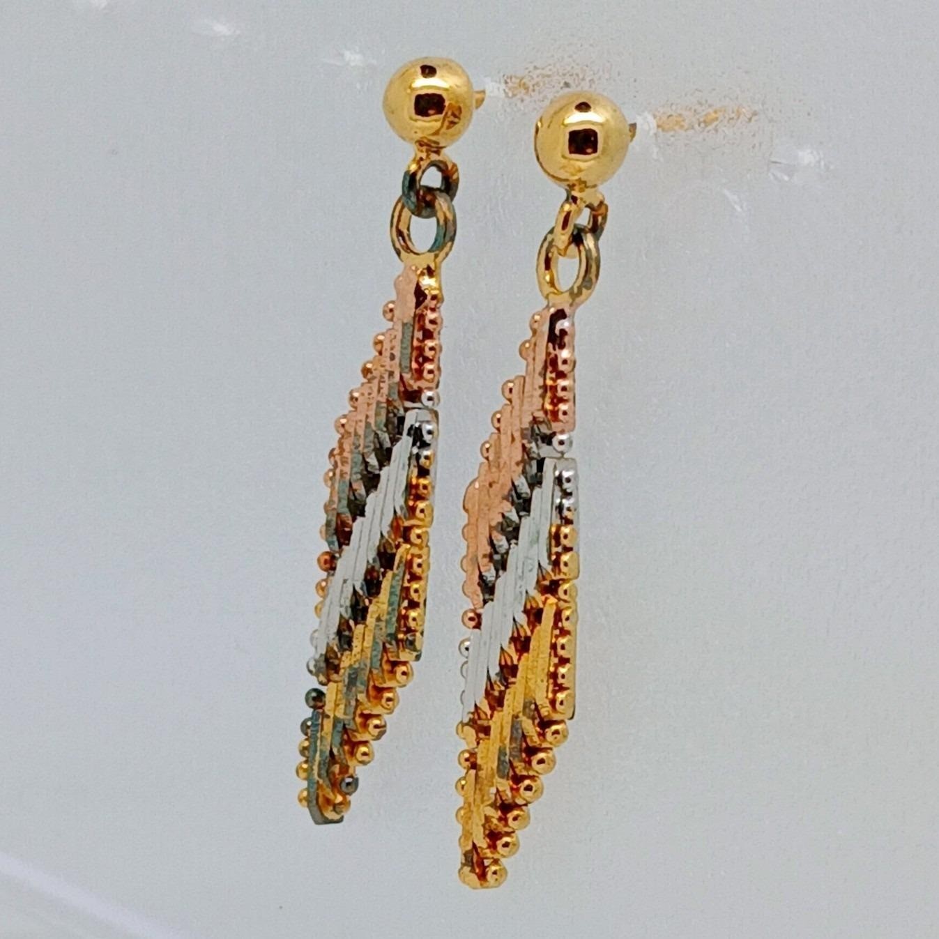 Tri-Color Gold Vermeil Sterling Silver Diamond Cut Dangle Ball Stud Earrings New
