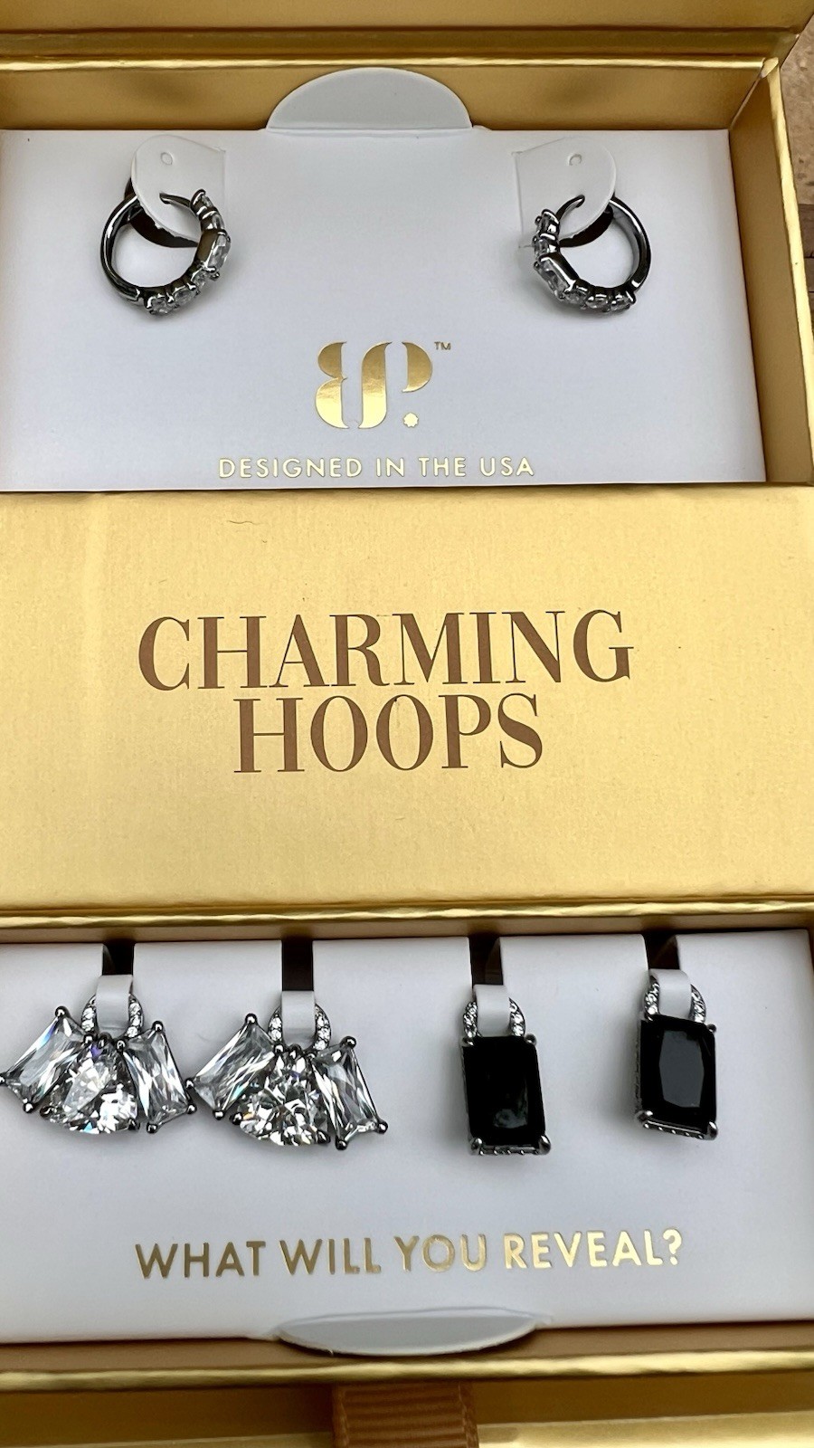 Ring Bomb Party Charming Hoops A Fairytale Hoop Black Onyx Diamond CZ Hematite