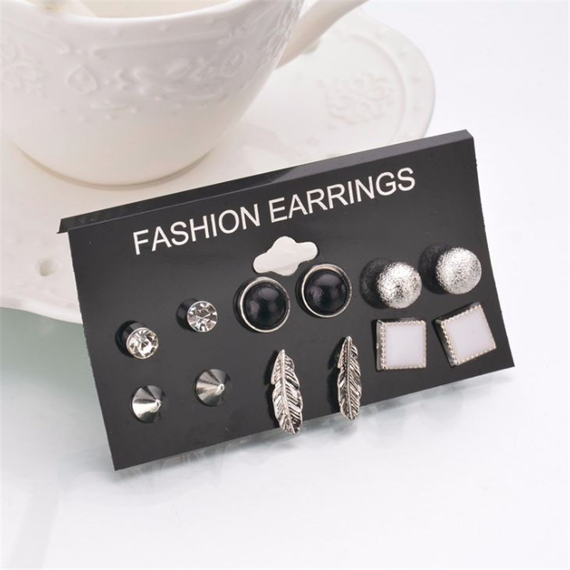 A Set Of 12 Pairs Different Style Ear Studs Earrings Allergy Free Wholesale UK