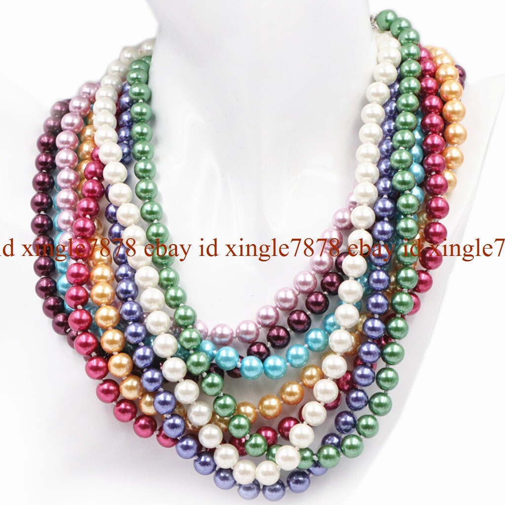 Natural 8MM 10MM 12MM South Sea Shell Pearl Round Beads Necklace 20″