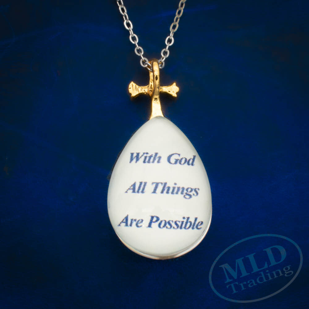 Saint St Michael Crystal Pendant Necklace – 18″ Oval Link Chain, Gold Zinc Alloy