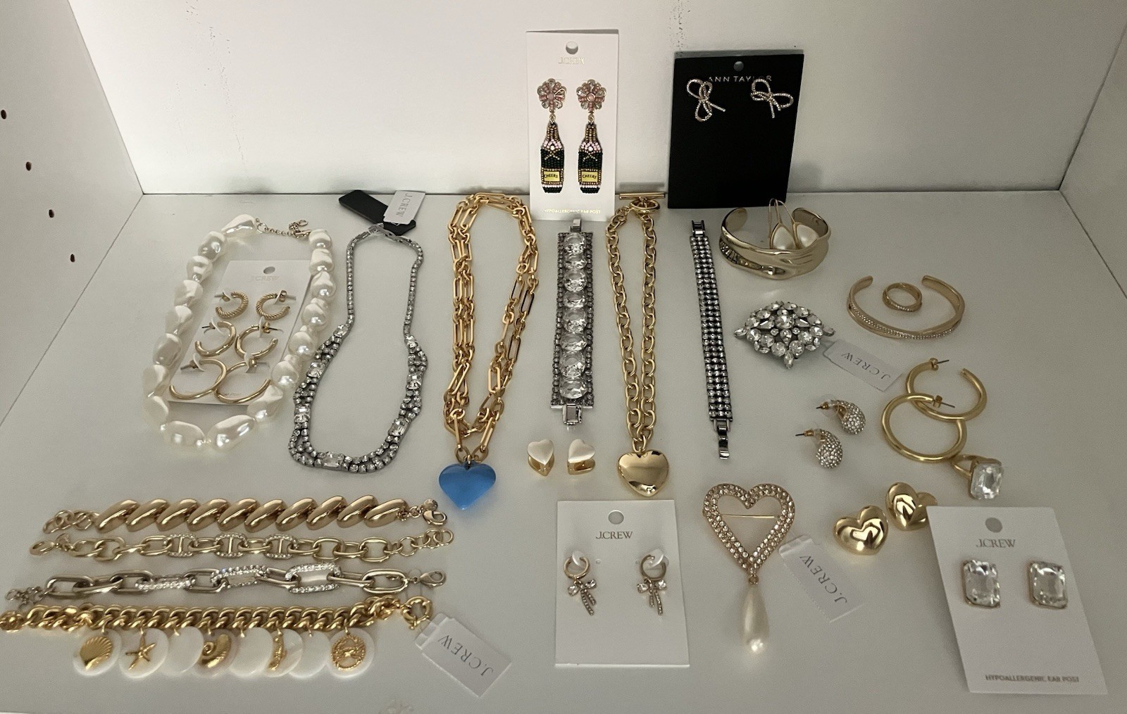 Brand New Current 25 Piece Lot Of J Crew Retail Necklaces, Earrings And Bracelet