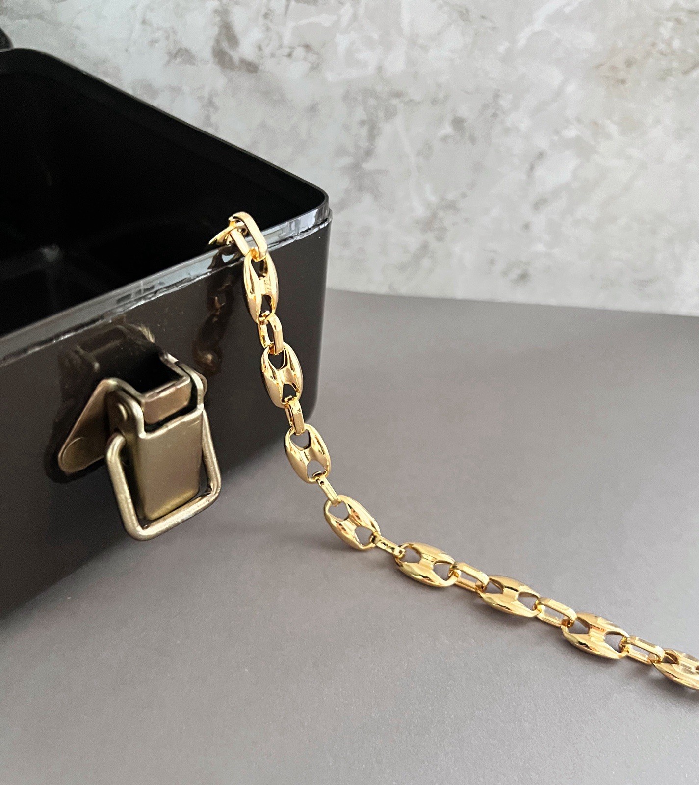 Gold Mariner Chain Necklace Unisex Anchor Mariner Necklace Sailor Chain Necklace