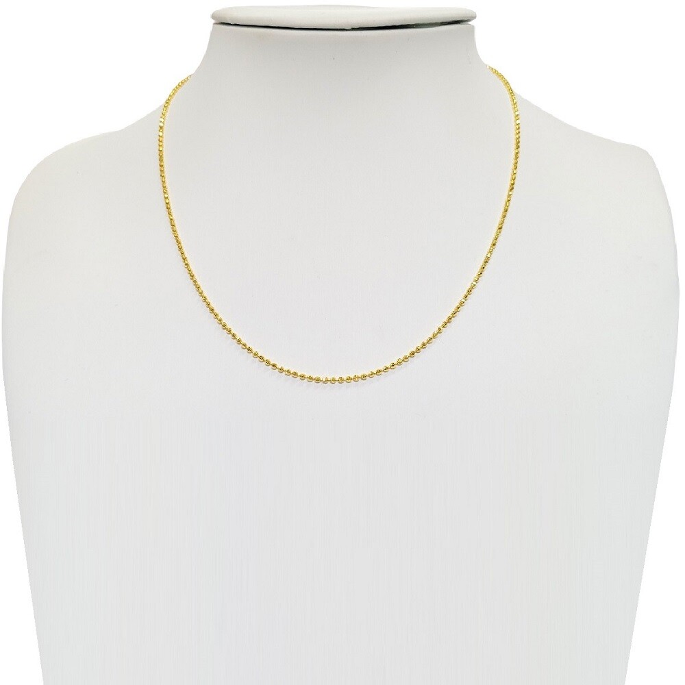 Sterling Silver 2 mm Yellow Gold Plated Diamond Cut Bead Ball Chain Necklace