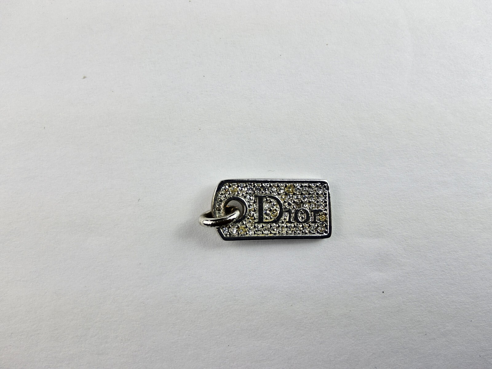 Dior Rhinestone Dogtag Charm Pendant (See Description)