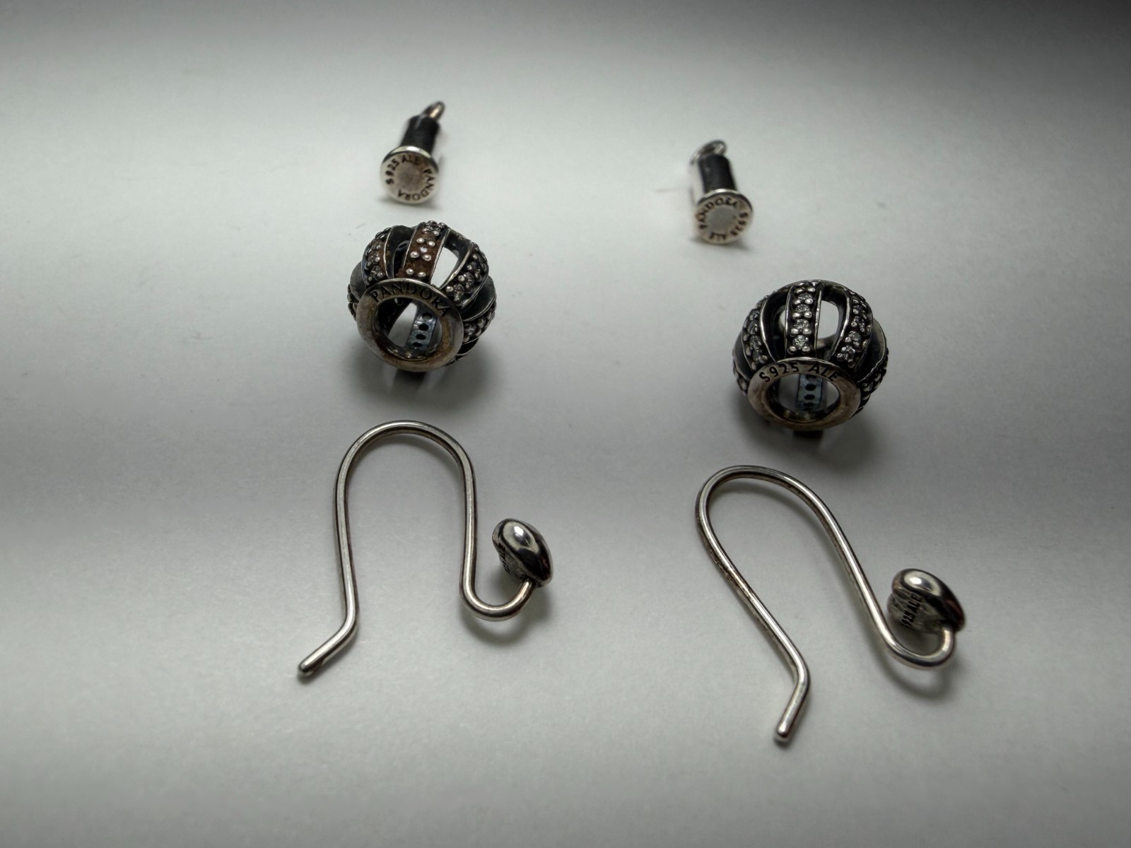 Authentic Sterling Silver Pandora Earrings S925 Shepherds Hook Earring with Bead