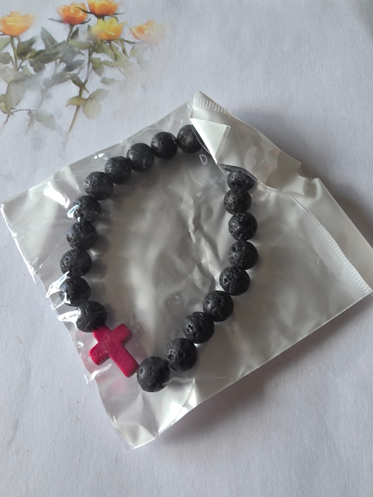 Charm Natural Stone Bracelet Redss Black Lava Matte 8m Beaded Bracelets Handmade