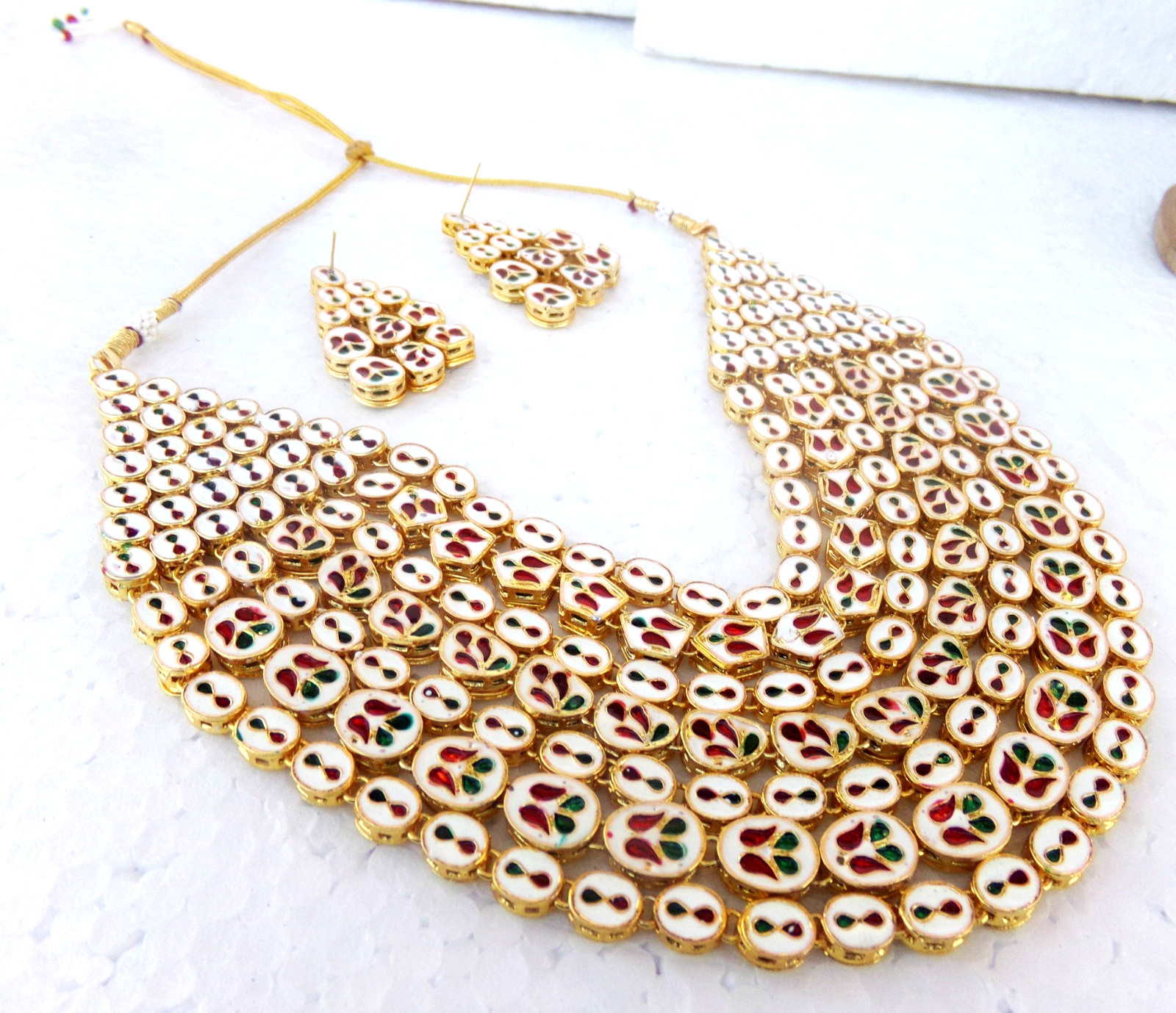 Indian Bollywood Gold Plated Kundan Choker Bridal Necklace Earrings Jewelry Set
