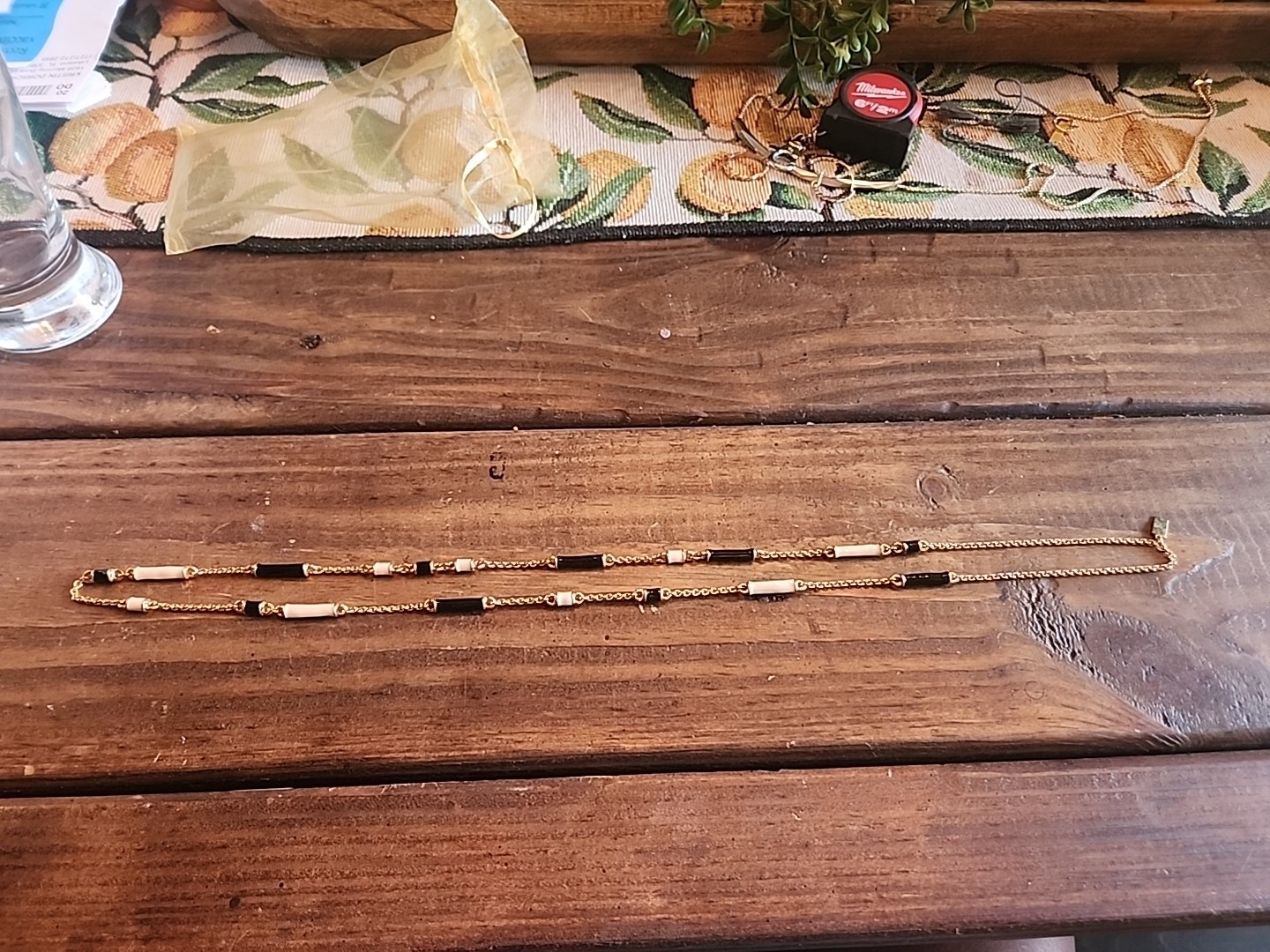 Kate Spade NY Black Gold Ivory “Bar None” Scatter Necklace Station long chain