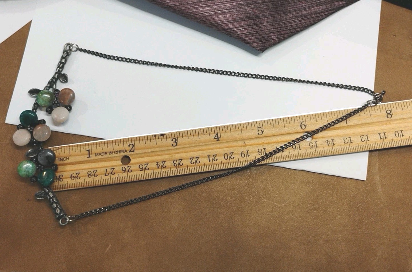 Artistic Real MIXED STONE Accents on Branch Shaped Pendant 16″ Chain Necklace!