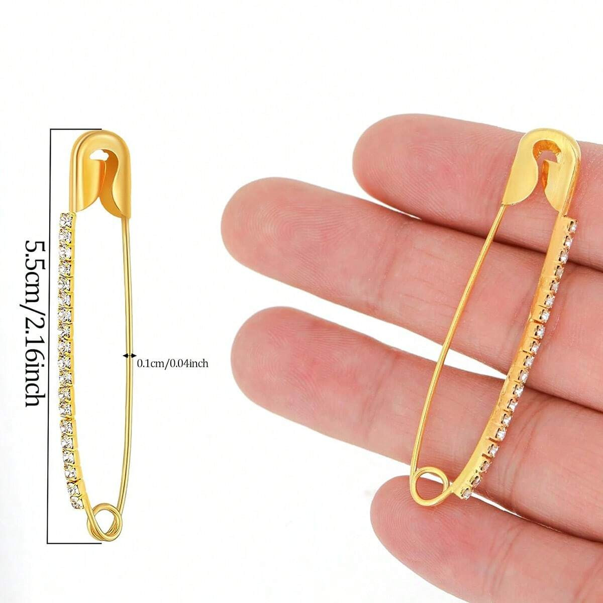 10x Rhinestone Decor Safety Pins Brooch Pins Sweater Shawl Clips for Women, Girl