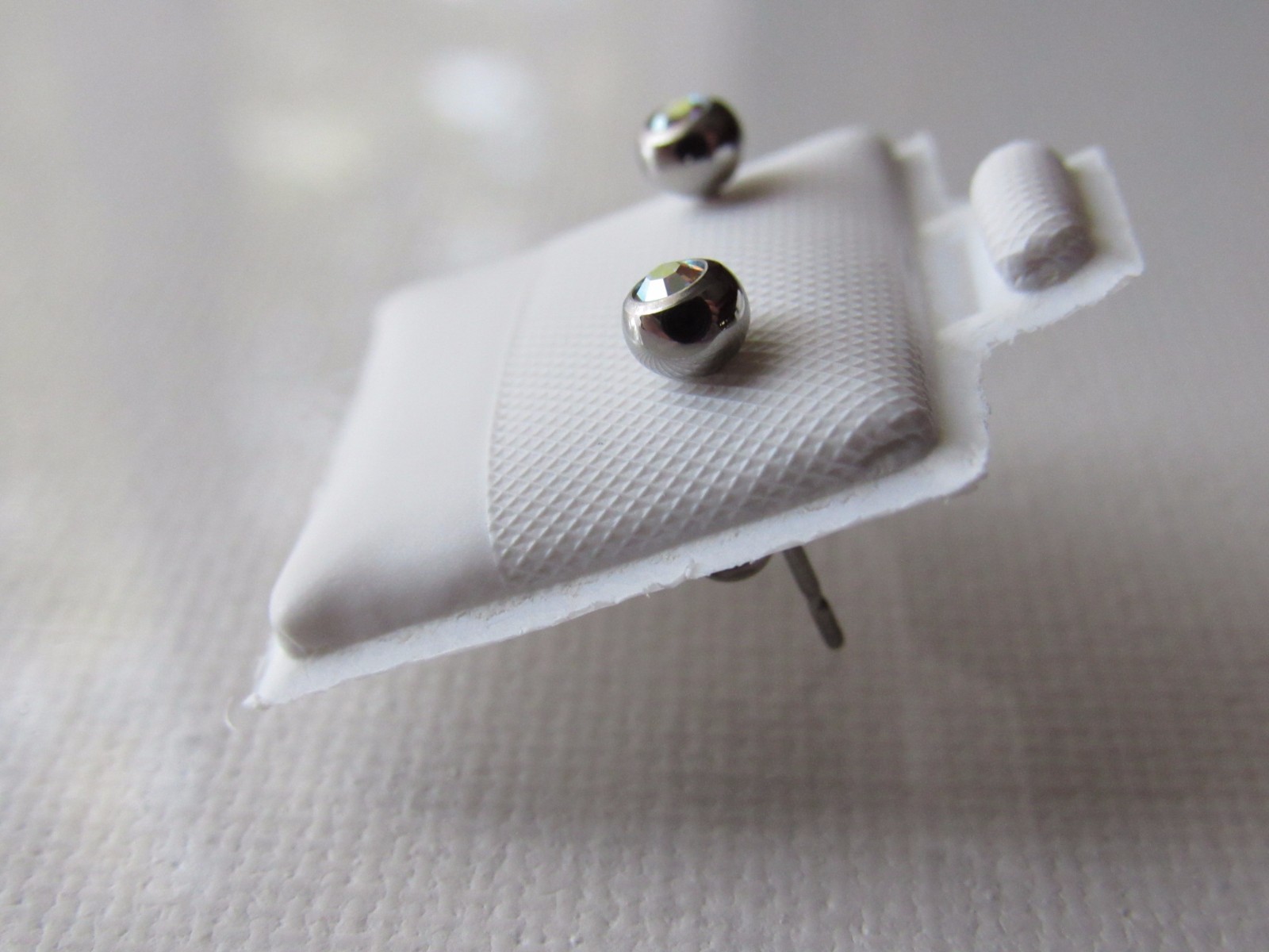 New Titanium Hypoallergenic Silver with AB Stone Stud 4mm Ball Earring Set