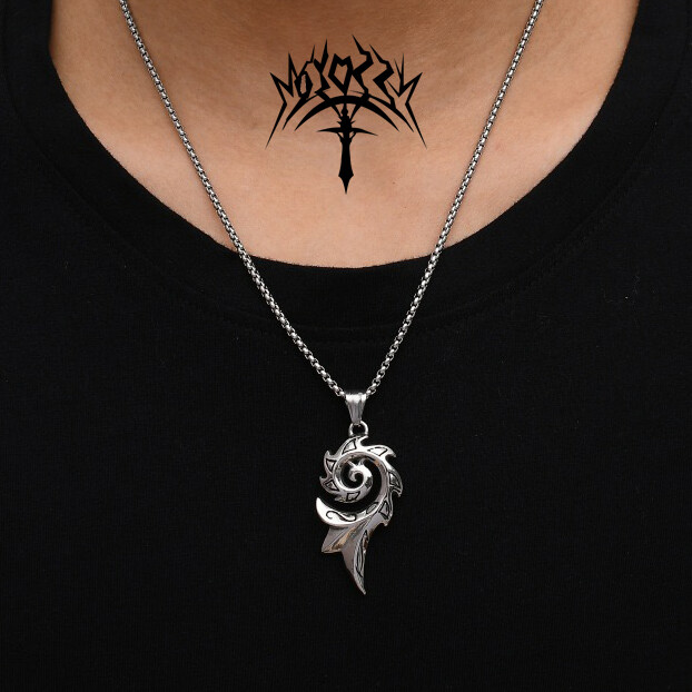 Egyptian Amulet Bath Fire Reborn Phoenix Fire Pendant Necklace Unisex women Men