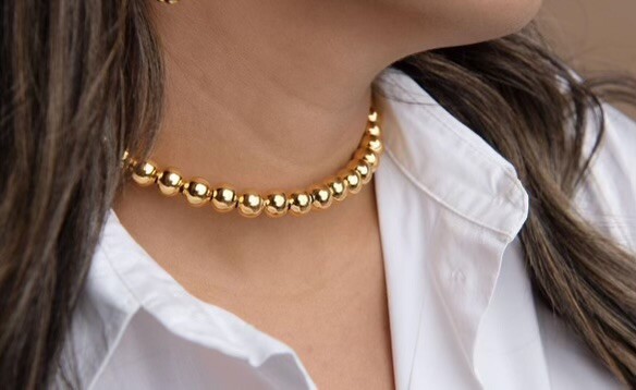Gold Bead Necklace #17