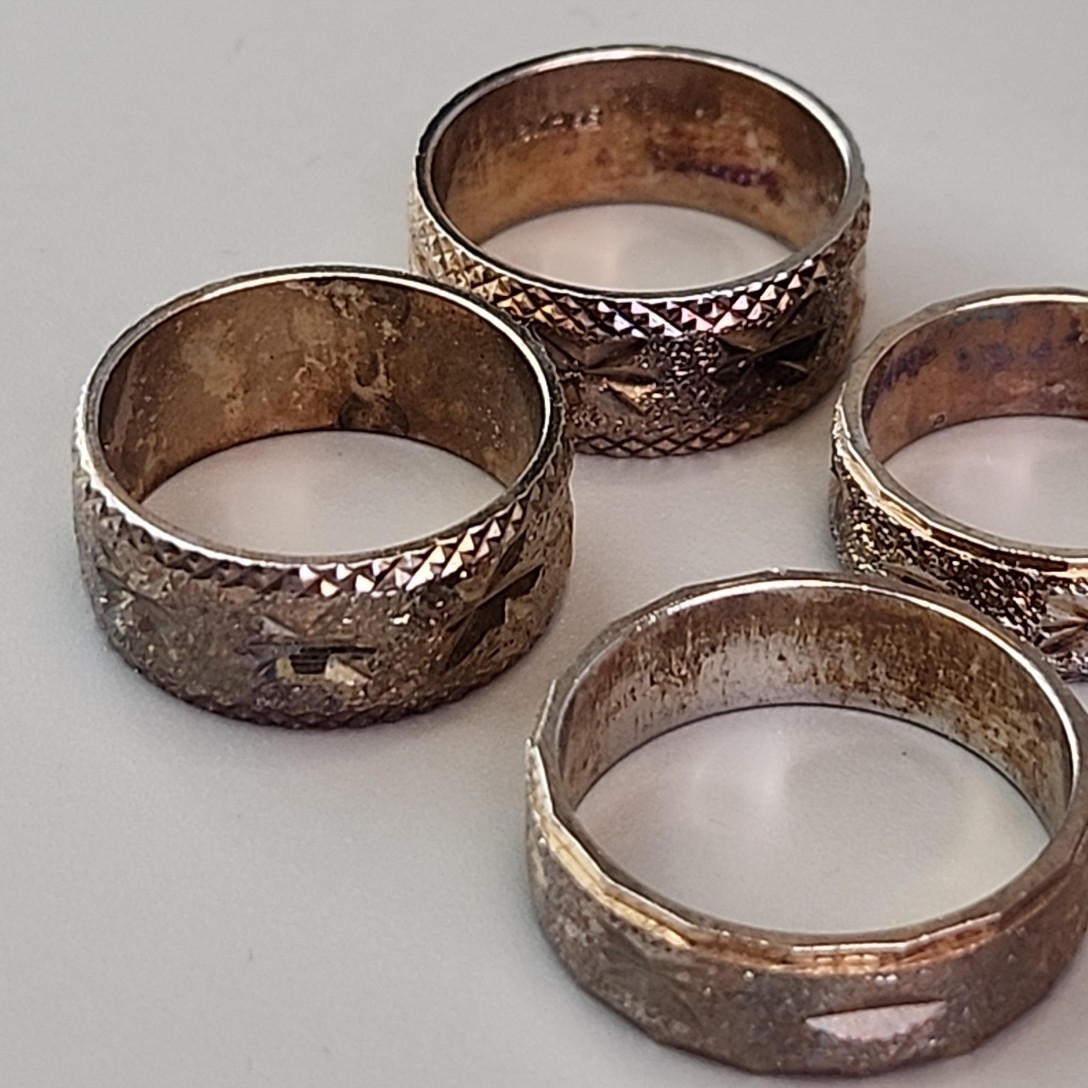Band Ring Lot of 29 18K Heavy Gold Electroplate Various Sizes 4 to 8 HAVE WEAR
