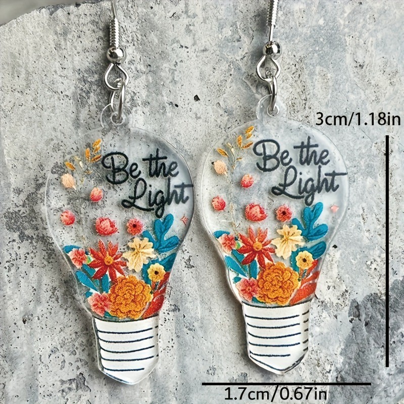 5 Pairs of Teacher-themed Acrylic Pendant Earrings, Featuring Color Palettes