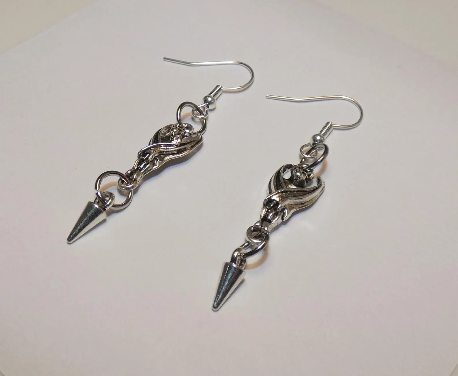 Sleeping Bat & Spike Dangle Drop Earrings Women Lobes Goth Alternative Boho Punk