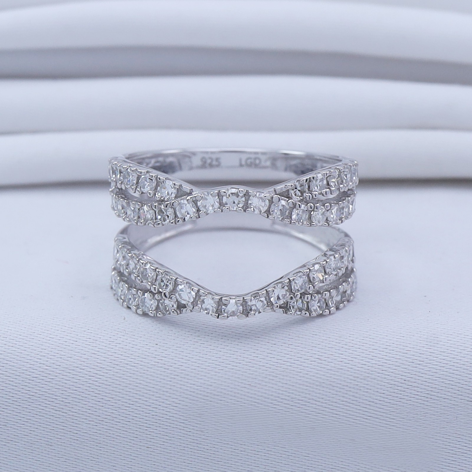 1.00 Ct.Double Infinity Ring Guard Enhancer in 925 Silver with