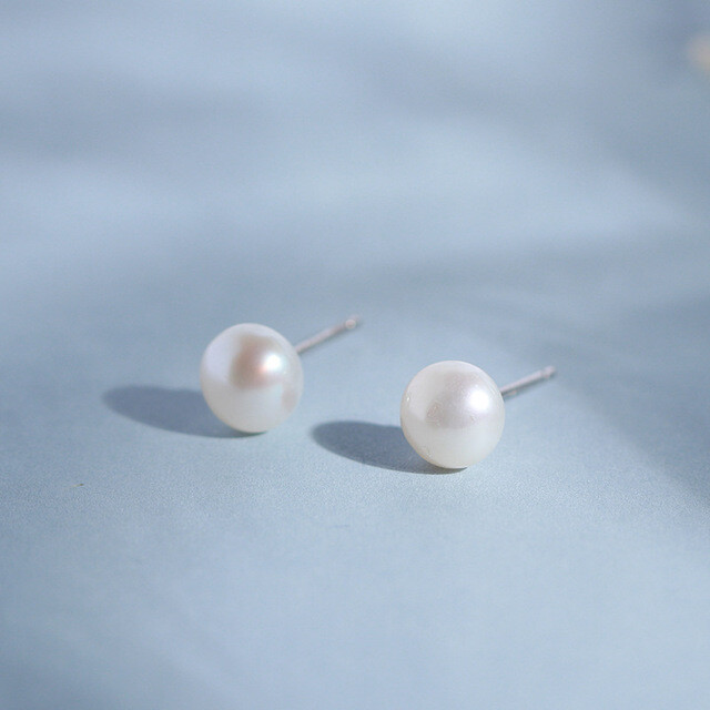 Genuine Cultured Freshwater White Pearl Stud Earrings Gift 925 Sterling Silver