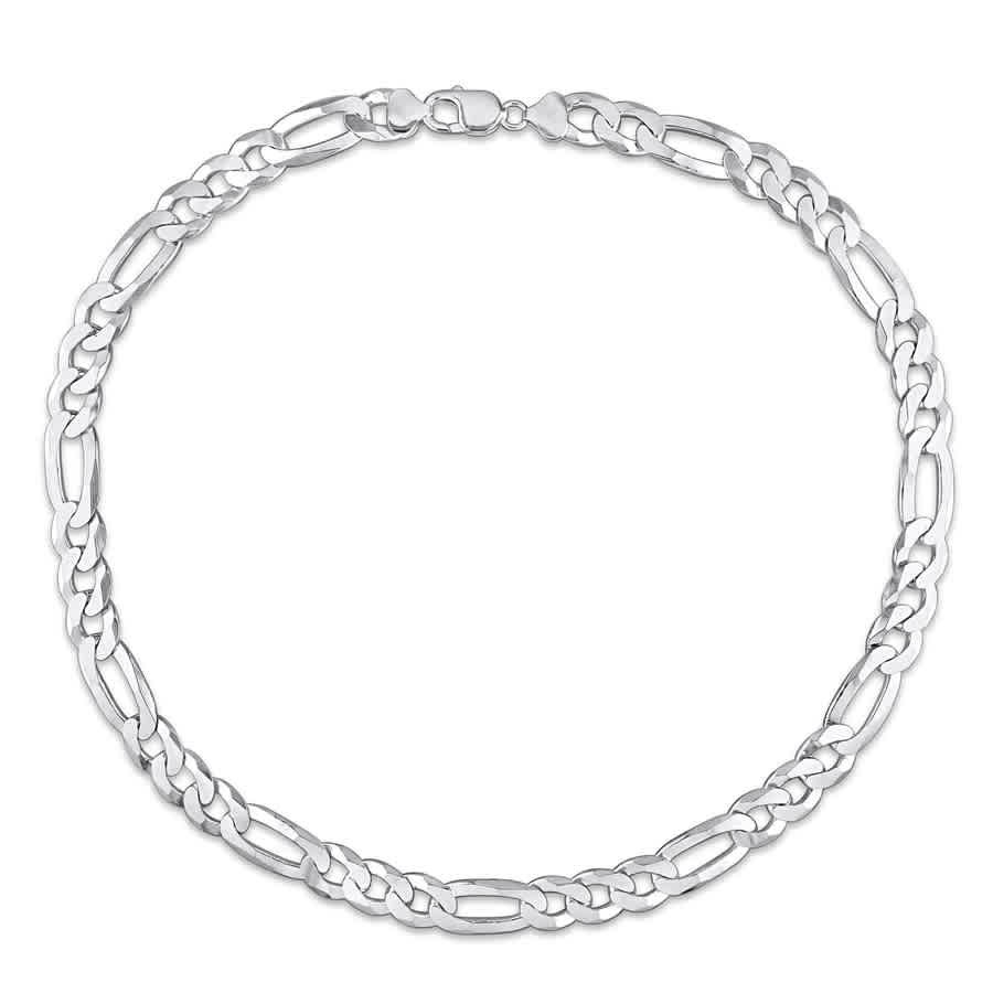 AMOUR 12.3mm Flat Figaro Chain Necklace In Sterling Silver, 22 In