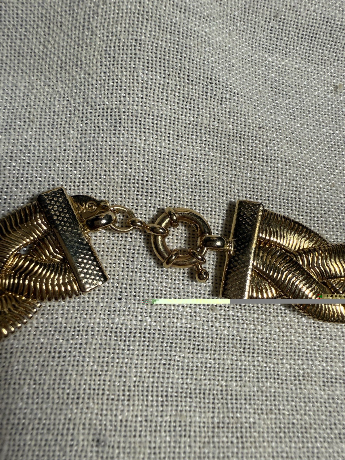 #5 Gold Tone Braided Chain Necklace Spring Ring Clasp 18 in No Stone