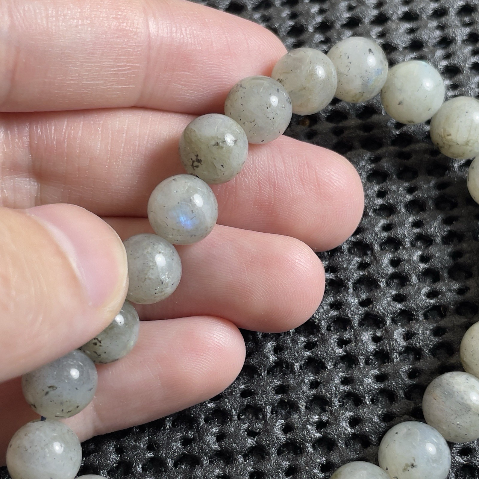Natural Labradorite 8.8mm Stretch Beaded Bracelet Healing Crystal Boho Jewelry