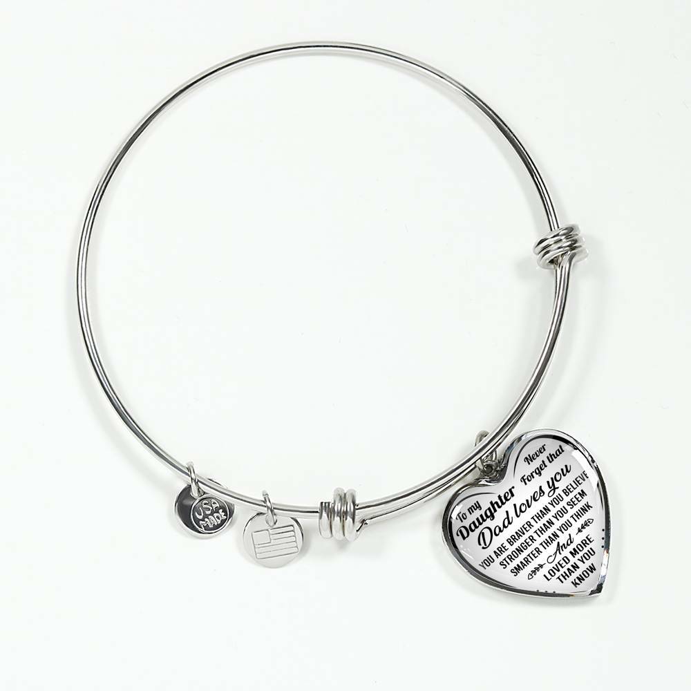 To My Daughter Bracelet Bangle Pendant Gifts From Father For Girls Dad Loves You