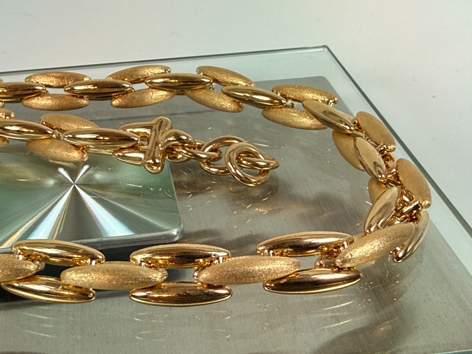 VOGA Collection 18K Gold Electroform Polished Rolo Link Necklace ALMOND 18″ NEW