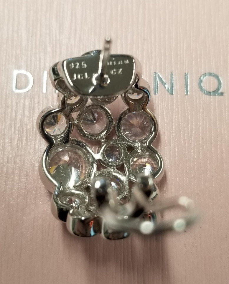 Diamonique x Jennifer Miller Cluster Huggie Hoop Earrings 23mm Sterling Silver