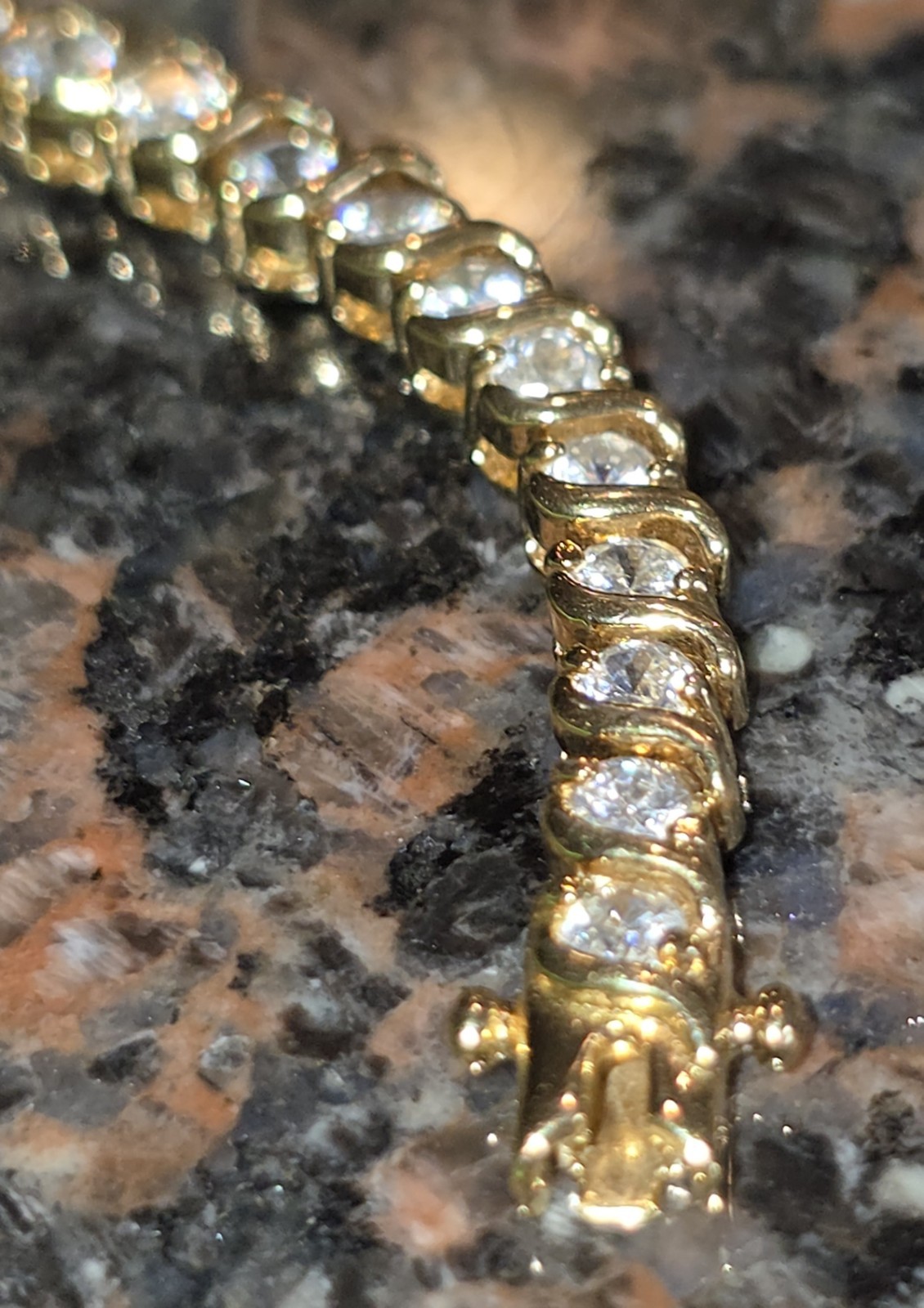 7¼” CZ & Plated Yellow Gold TENNIS BRACELET [no carat stamp]