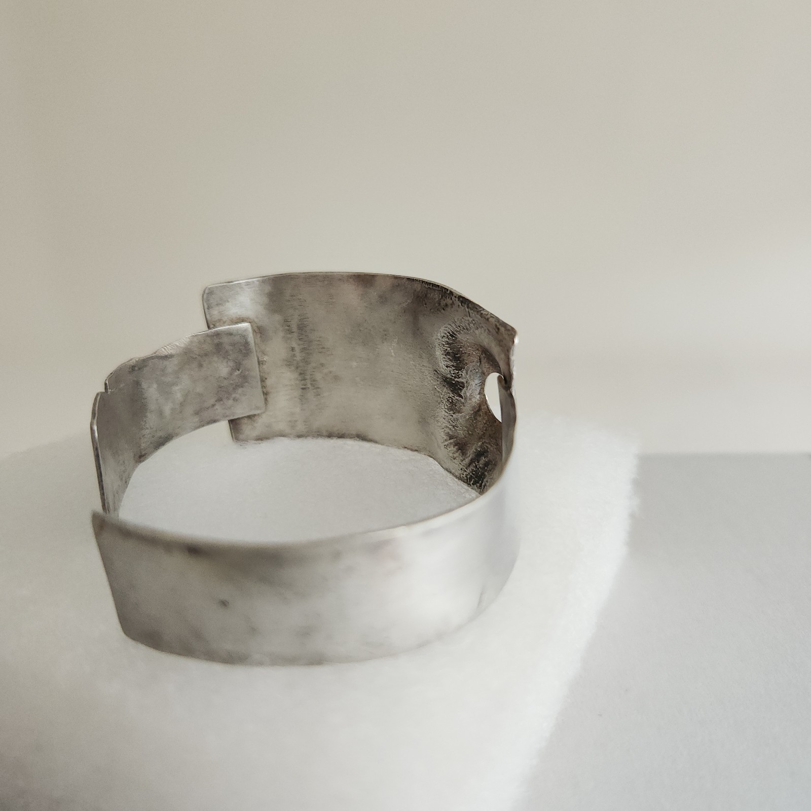 Artisan Sterling Silver Modernist Wide Cuff Bracelet Handmade Studio Jewelry 30g