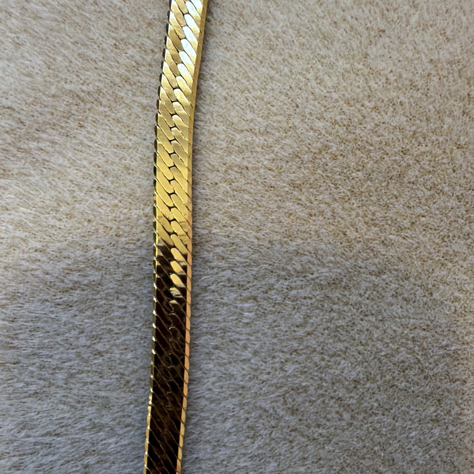 Gold Tone Herringbone Chain Necklace, Metal, Lobster Clasp, No Stone