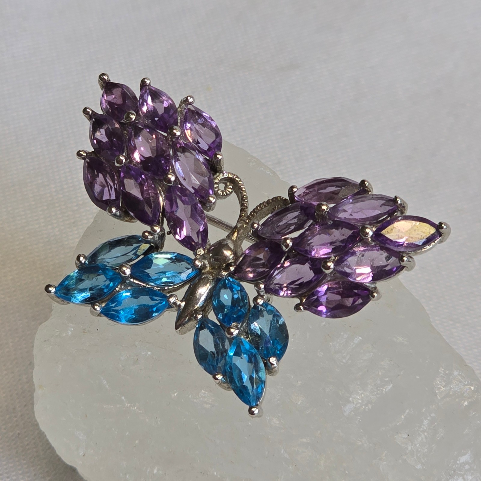 Sterling Silver Pin / Pendant Combo 13.1g Fine Jewelry Multicolor Stones *READ*
